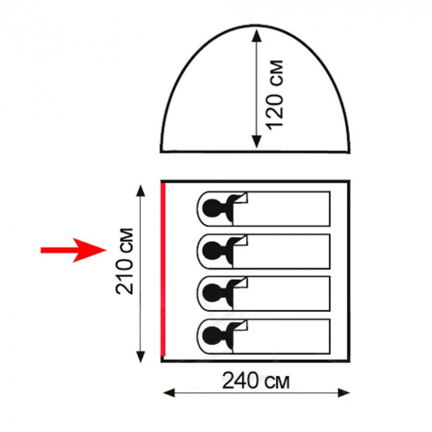 Палатка Totem Summer 4 (v2), зеленый