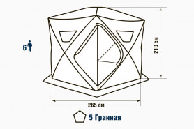 Палатка зимняя Higashi Penta Hot DC (трехслойная, два слоя утеплителя, пятистенная)
