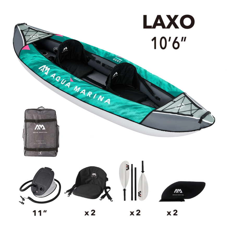 Каяк надувной двухместный Aqua Marina Laxo-320, 320x90 см