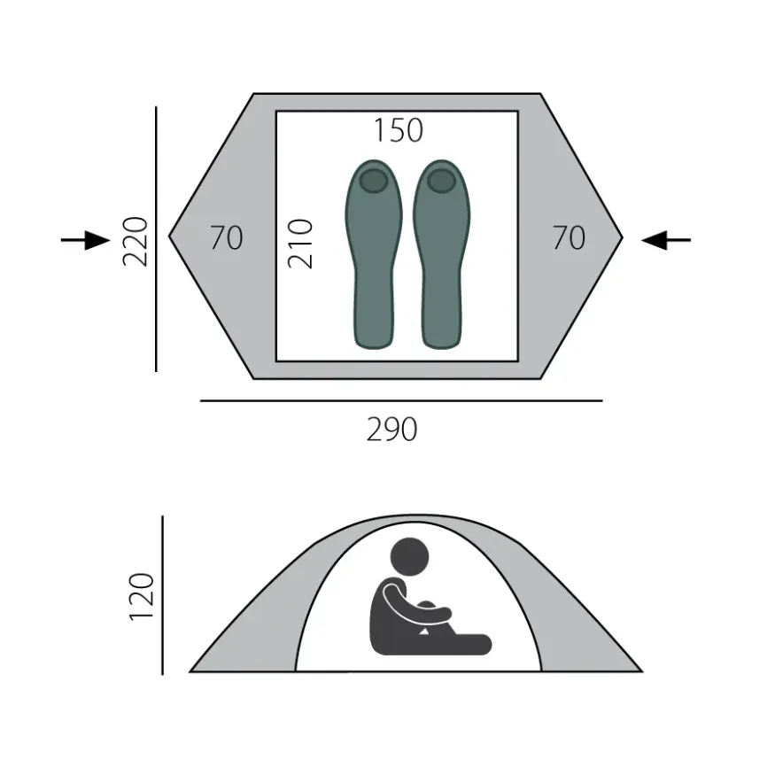 Палатка Point 2+ зеленый/бежевый, Btrace