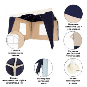 Тент садовый 1031 3х3х2,5м полиэстер, Green Glade